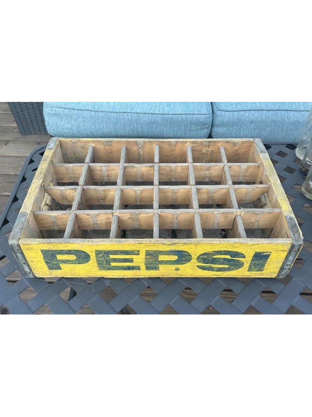 Pepsi Wooden Bottle Crate in Yellow and Black
